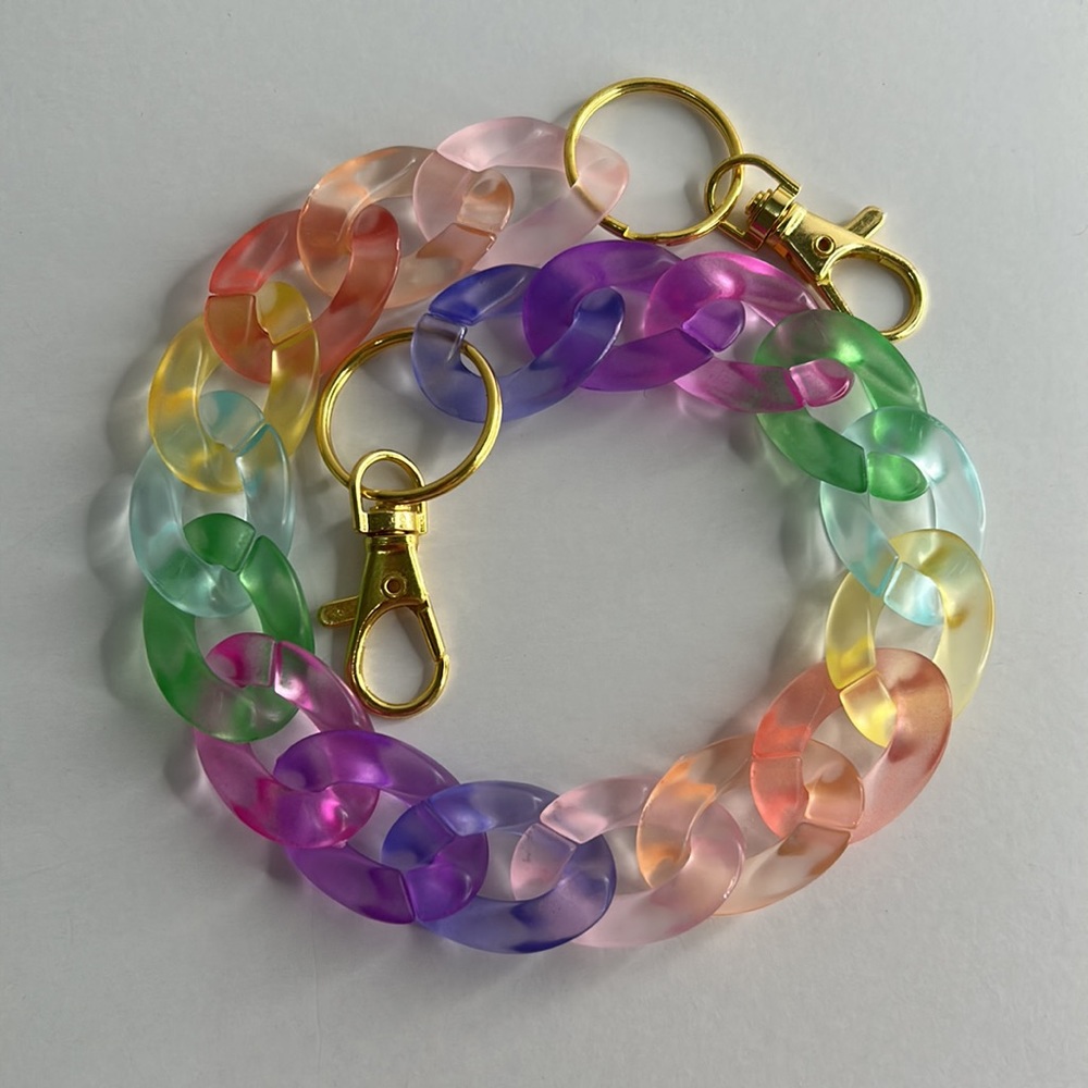 Acrylic Translucent Rainbow Chain Link Bag Strap/Wristlet or Charm/Keychain